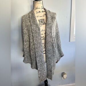 Soft surroundings cable knit‎ cardigan batwing salt and pepper grandma core